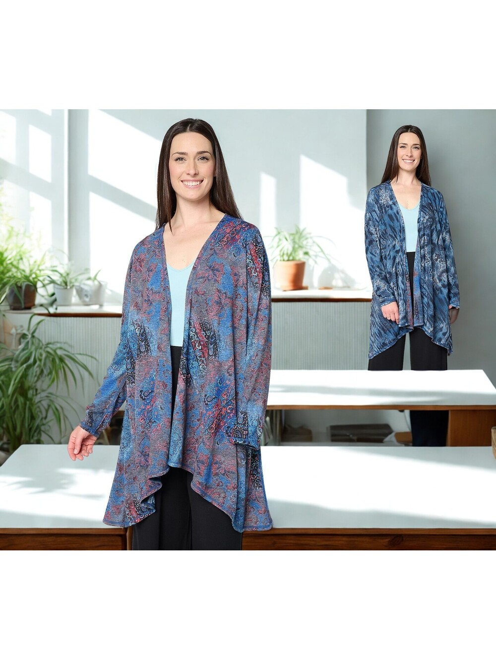 Women with Control Open Front Reversible Wrap Cardigan Size XS/S